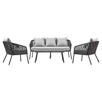 Havesæt med Sofa, 2 LæneStole Og Sofabord <strong>Monel</strong>  Mørkegrå, Lysegrå