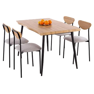 Havesæt med Spisebord 120x80 cm & 4 Stole <strong>Nilzor</strong>  Naturlig, Sort
