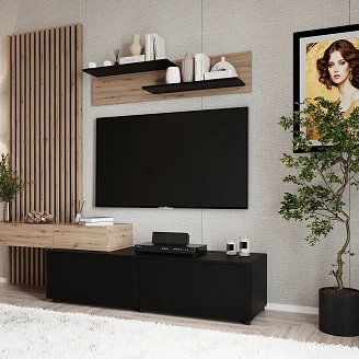 Konsolbord <strong>Velix</strong>  210x210 cm Artisan Eg, Sort