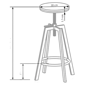 Barstol <strong>Mindra</strong>  Eg 63-80 cm