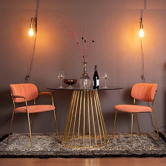 Stol med Armlæn <strong>Milis</strong>  Guld, Rosa