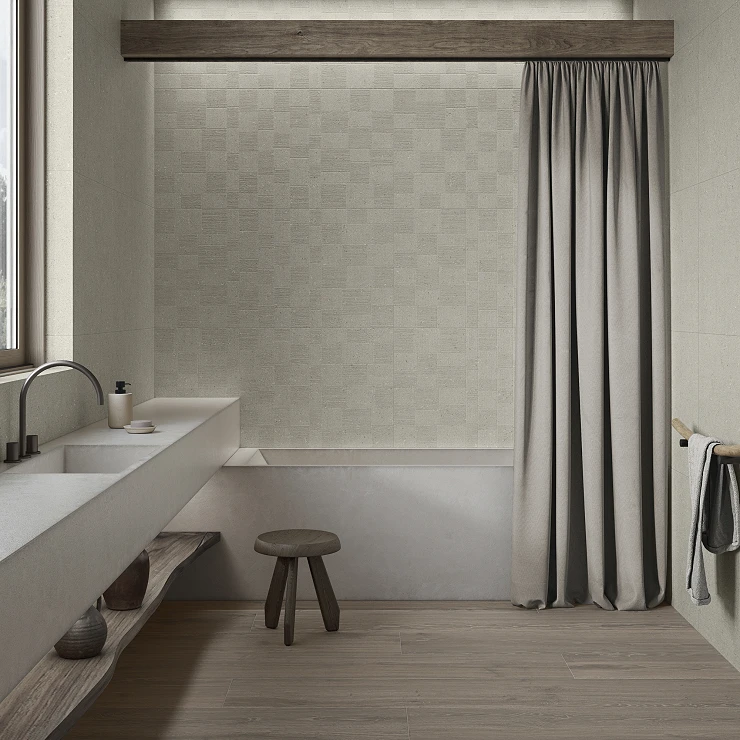 Vægflise Washi Cremefarvet Tekstil Mat-Relief 60x120 cm