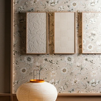 Vægflise <strong>Washi</strong>  Cremefarvede Blomster Mat 60x120 cm