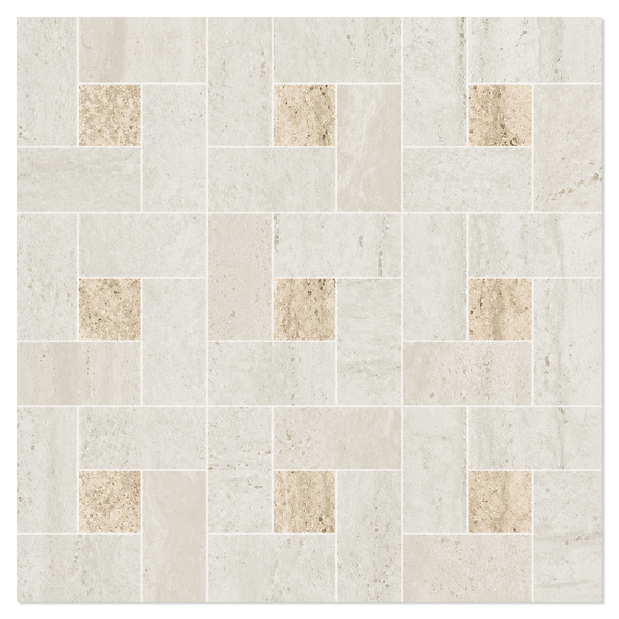 Mosaik Klinker Tivora Hvid-Mandelmoduler Mat 30x30 (5x5) cm