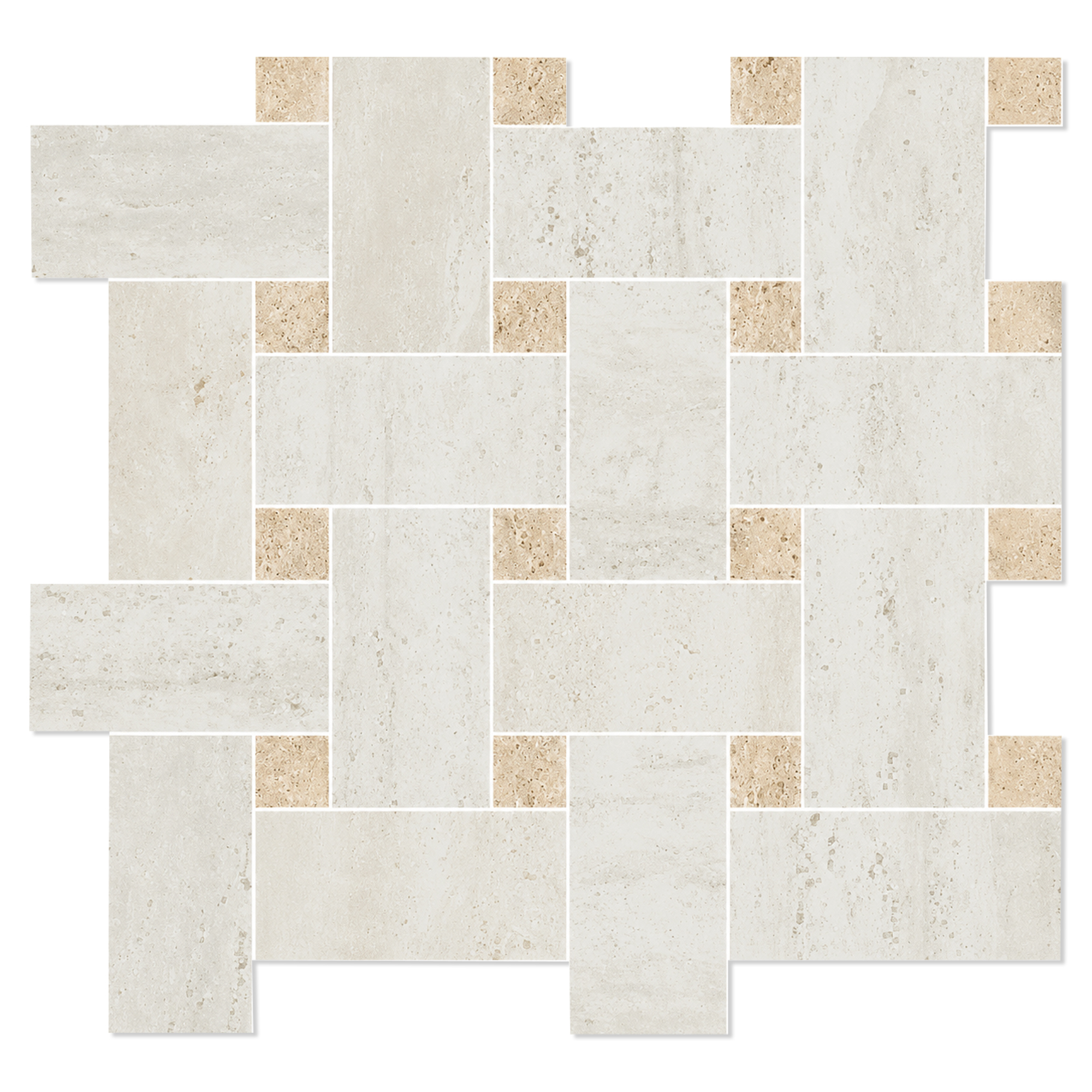 Mosaik Klinker Tivora Hvid Strik Mat 30x30 (5x5) cm