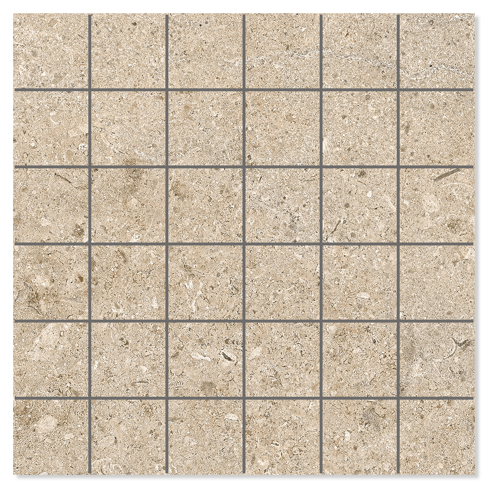 Mosaik Klinker Kalksten Sand Raw Gråbeige Mat 30x30 cm