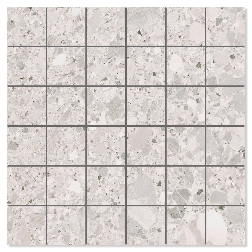 Mosaik Klinker Terrazzo Premio Raw Lysegrå Mat 30x30 cm