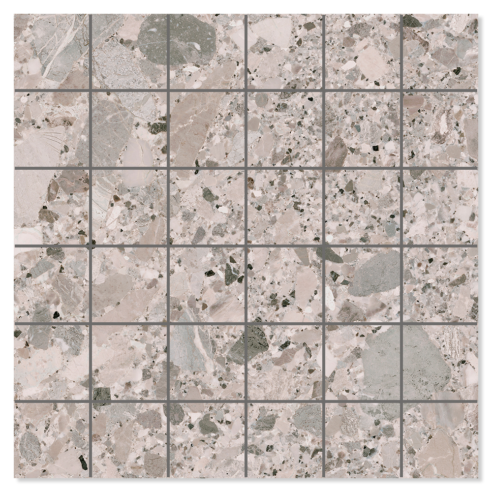 Mosaik Klinker Terrazzo Premio Raw Grå Mat 30x30 cm