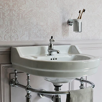 <strong>Burlington</strong>  Håndvask Edwardian Rund 56 cm Hvid med Kromstativ
