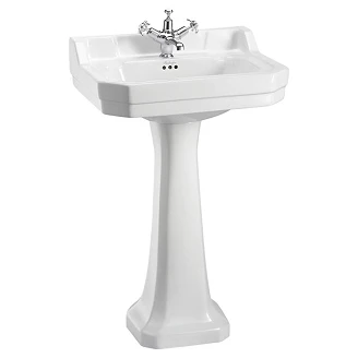 <strong>Burlington</strong>  Håndvask Edwardian 56cm Hvid Blank 3 Huller med Piedestal Hvid