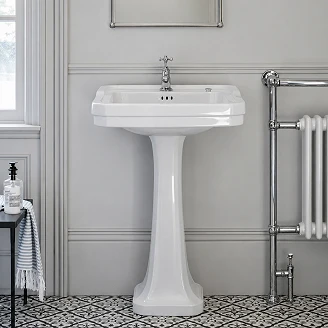 <strong>Burlington</strong>  Håndvask Edwardian 56cm Hvid Blank 3 Huller med Piedestal Hvid