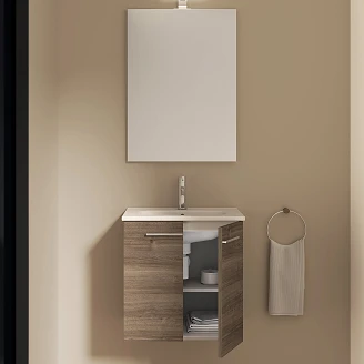 Underskab <strong>Niche</strong>  Vulkan Eg Mat 50x35 cm med Håndvask, Spejl & 2 Låger