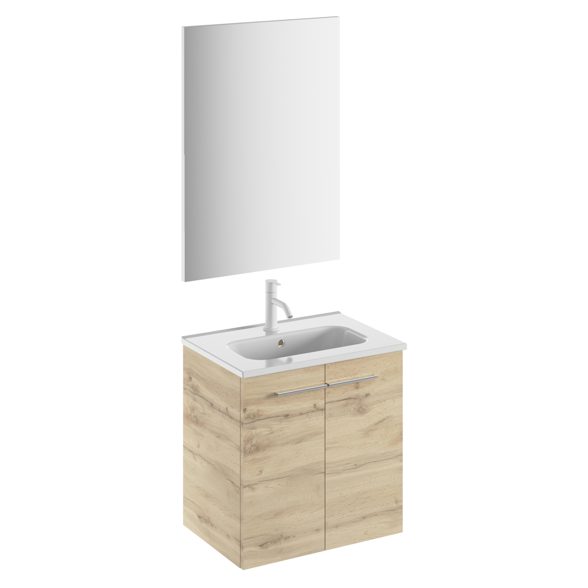 Underskab Niche Kolonial Eg Mat 50x35 cm med Håndvask, Spejl & 2 Låger