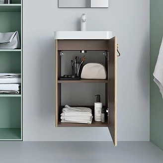 Underskab <strong>Miniq</strong>  Naturel Eg Mat 40x35 cm med Håndvask Hvid Blank