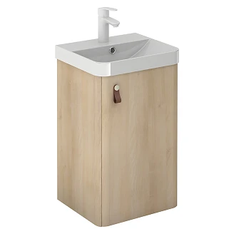 Underskab <strong>Miniq</strong>  Naturel Eg Mat 40x35 cm med Håndvask Hvid Blank