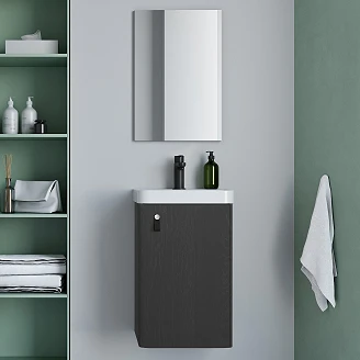 Underskab <strong>Miniq</strong>  Naturgrå Mat 40x35 cm med Håndvask Hvid Blank