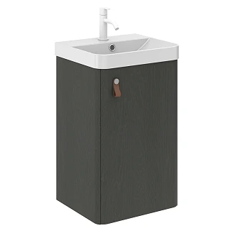 Underskab <strong>Miniq</strong>  Naturgrå Mat 40x35 cm med Håndvask Hvid Blank