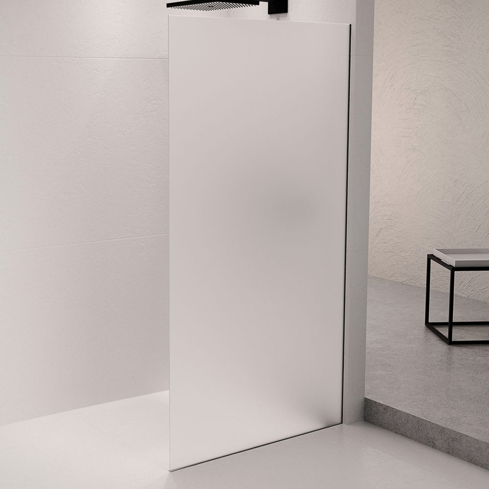 Brusevæg Nami Sort Mat 8 mm 70x210 cm Mat Glas