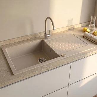 Granit Køkkenvask <strong>Stonevale</strong>  Beige Mat 100x50 cm med Vandlås