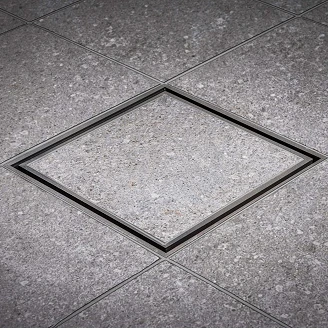 Afløbsrist <strong>Tile In Frame</strong>  200 Granit Mat