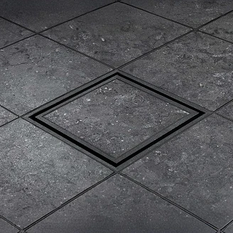 Afløbsrist <strong>Tile In Frame</strong>  147 Mørk Granit Mat