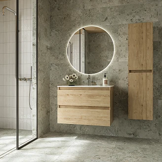 Vaskeskab <strong>Blisse</strong>  Eg Mat 70 cm med To Skuffer & Vask Hvid Blank
