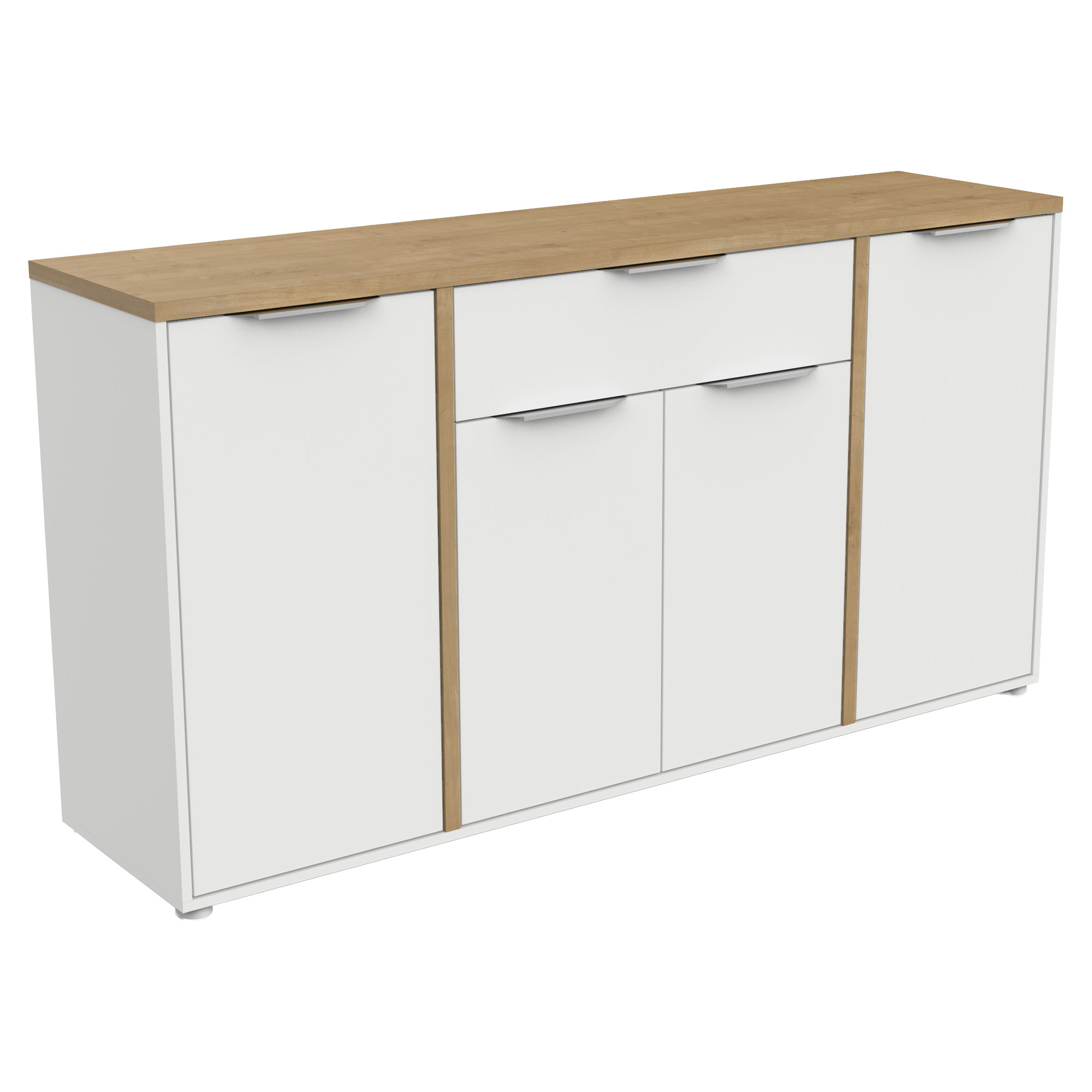 Skænk Axessa Hvid, Hamilton Eg, 4 Låger, 1 Skuffe 161x40 cm