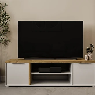 Bænk Axessa Hvid, Hamilton Eg, 2 Låger 135x40 cm