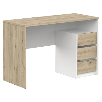 Skrivebord Harrington Lyst Træ, Hvid, 3 Skuffer 117x50 cm