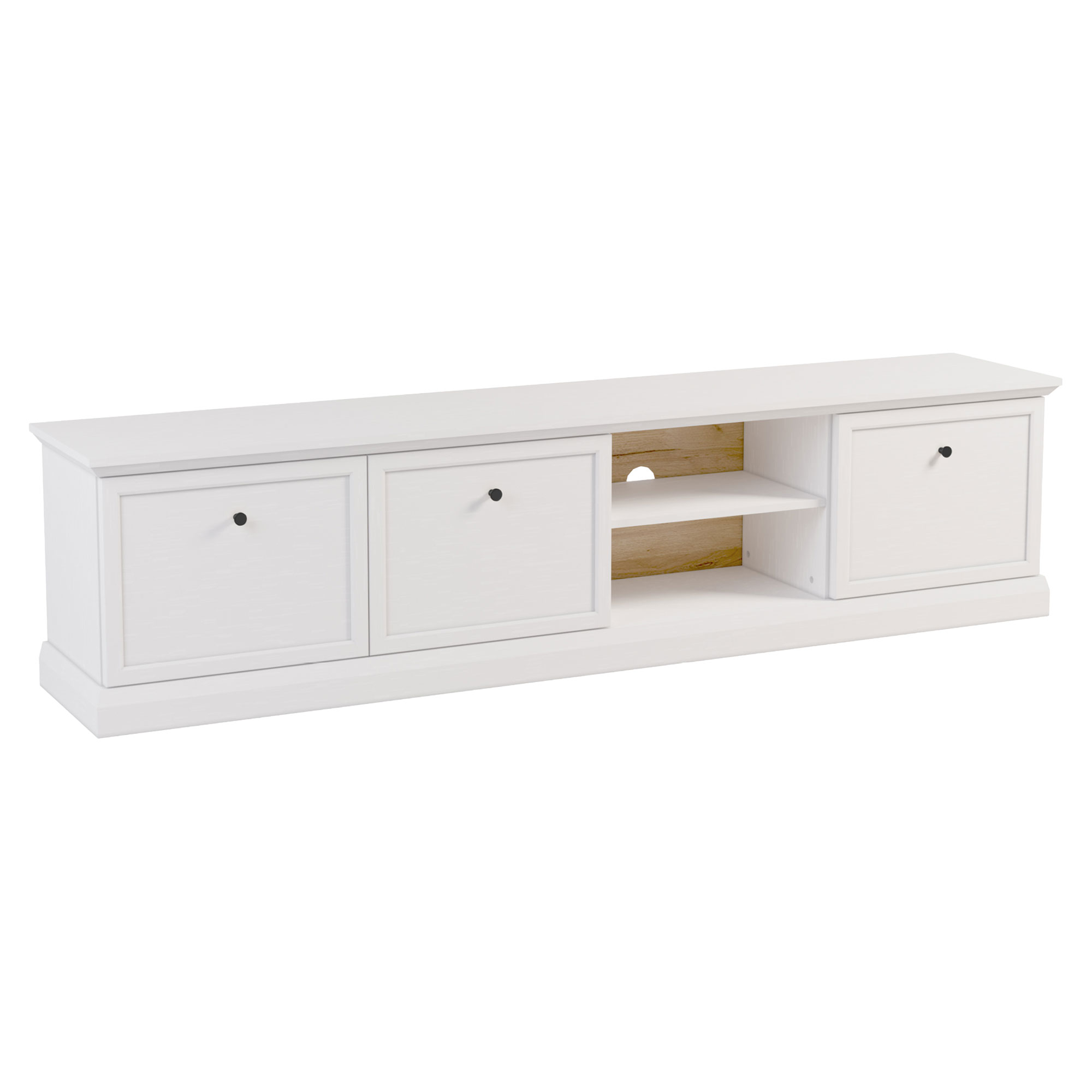 TV-Bord Halma Hvid Opal, Artisan Eg 39.5x206 cm