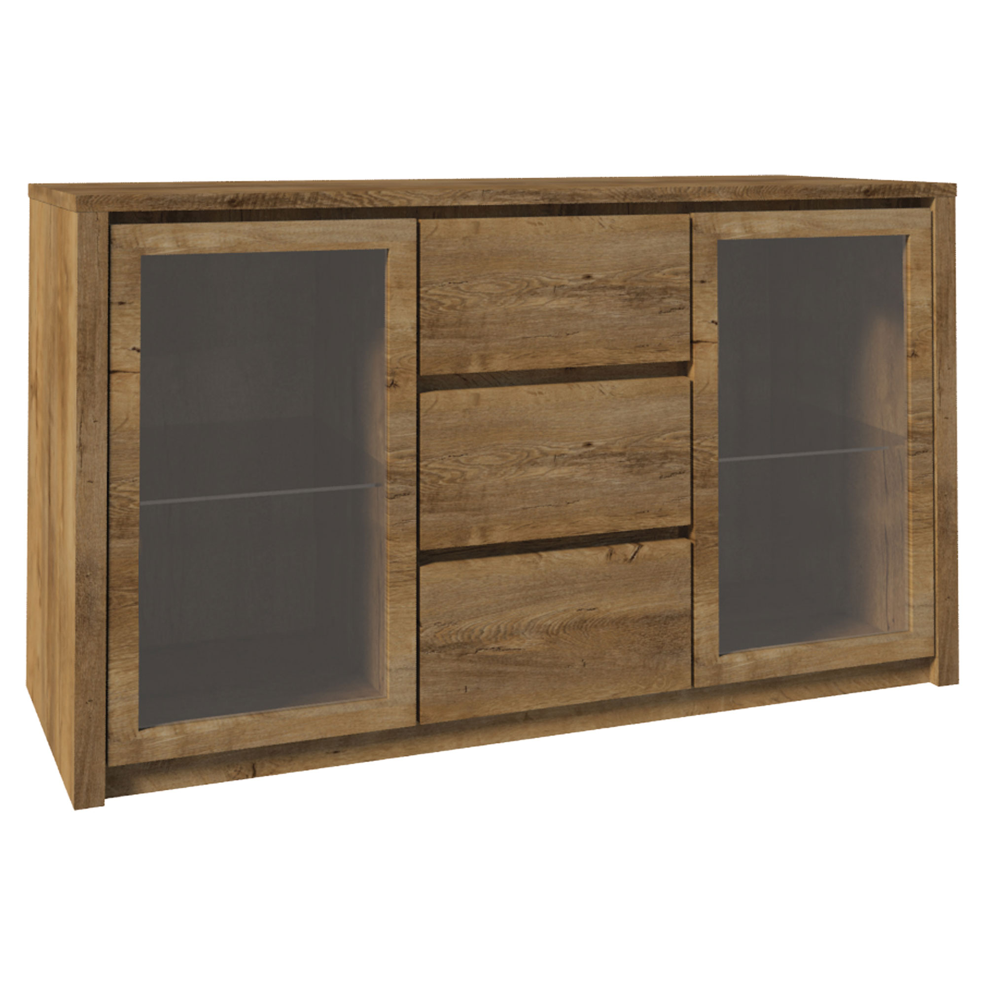 Skænk Vistro Lefkas Eg med Glas 43x140 cm