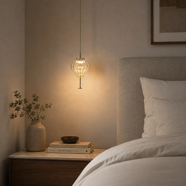 Hängande Lampa Oaxen Duo Vit, Bärnstensfärgat Glas
