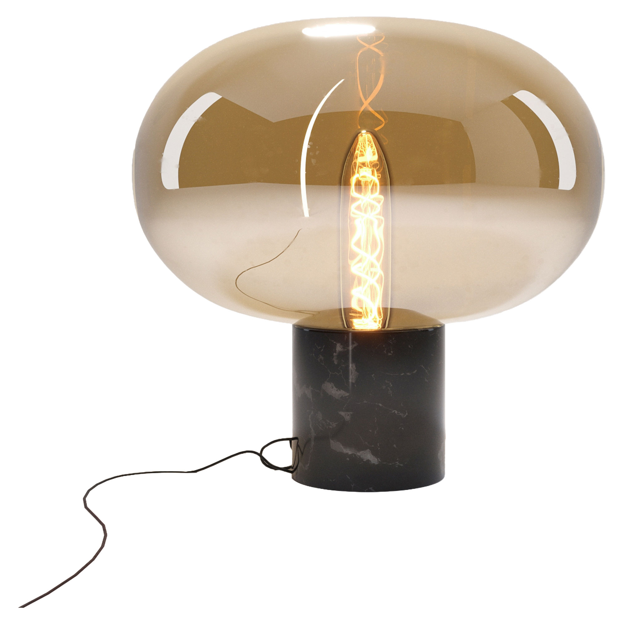 Bordslampa Vrena Vit Marmor, Bärnstensfärgat Glas