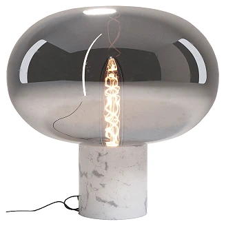 Bordslampa <strong>Vrena</strong>  Svart Marmor, Rökigt Glas