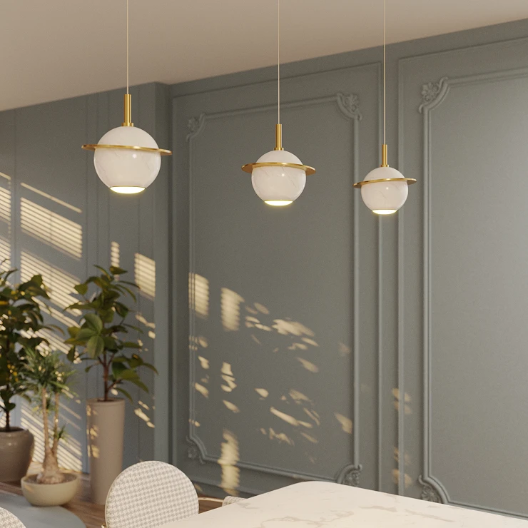 Hängande Lampa Malma Vit, Guld