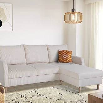 Hjørnesofa <strong>Nordvo</strong>  Lincoln Perlegrå med Vendbar 192 cm