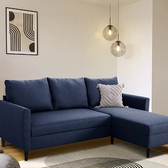 Hjørnesofa <strong>Vindre</strong>  Malmö Marineblå med Vendbar 192 cm