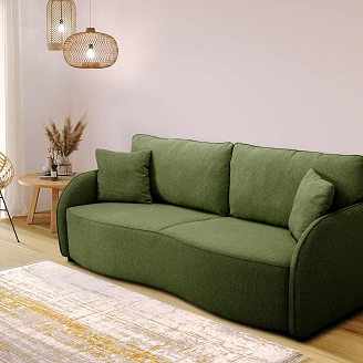 Sovesofa <strong>Lundra</strong>  Style Olivengrøn med Opbevaring 215 cm