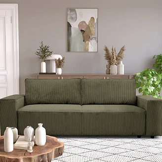 Sovesofa <strong>Velmi</strong>  Lincoln Khakigrøn med Opbevaring 239 cm