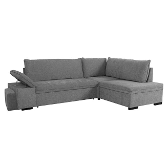 Divansofa <strong>Flända</strong>  Boston Askegrå med USB, Skammel & Opbevaring 260 cm