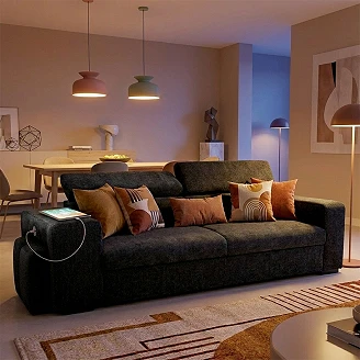 Sovesofa <strong>Skondri</strong>  Boston Sort med Nakkestøtte & USB 251 cm