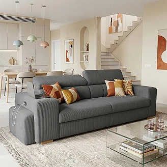 Sovesofa <strong>Skondri</strong>  Lincoln Antracit med Nakkestøtte & USB 251 cm