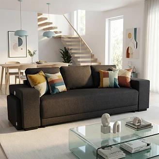 Sovesofa <strong>Teldra</strong>  Portland Antracit med USB, Skammel & Opbevaring 249 cm
