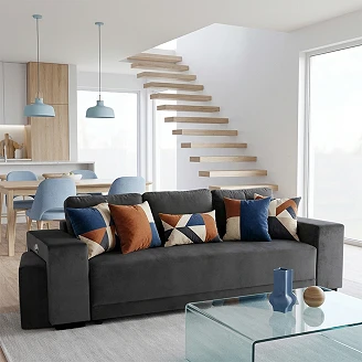 Sovesofa <strong>Teldra</strong>  Riviera Antracit med USB, Skammel & Opbevaring 249 cm