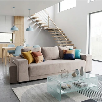 Sovesofa <strong>Teldra</strong>  Riviera Taupe med USB, Skammel & Opbevaring 249 cm