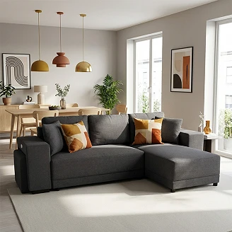 Hjørnesofa <strong>Teldra</strong>  Portland Antracit med USB, Skammel & Opbevaring 254 cm