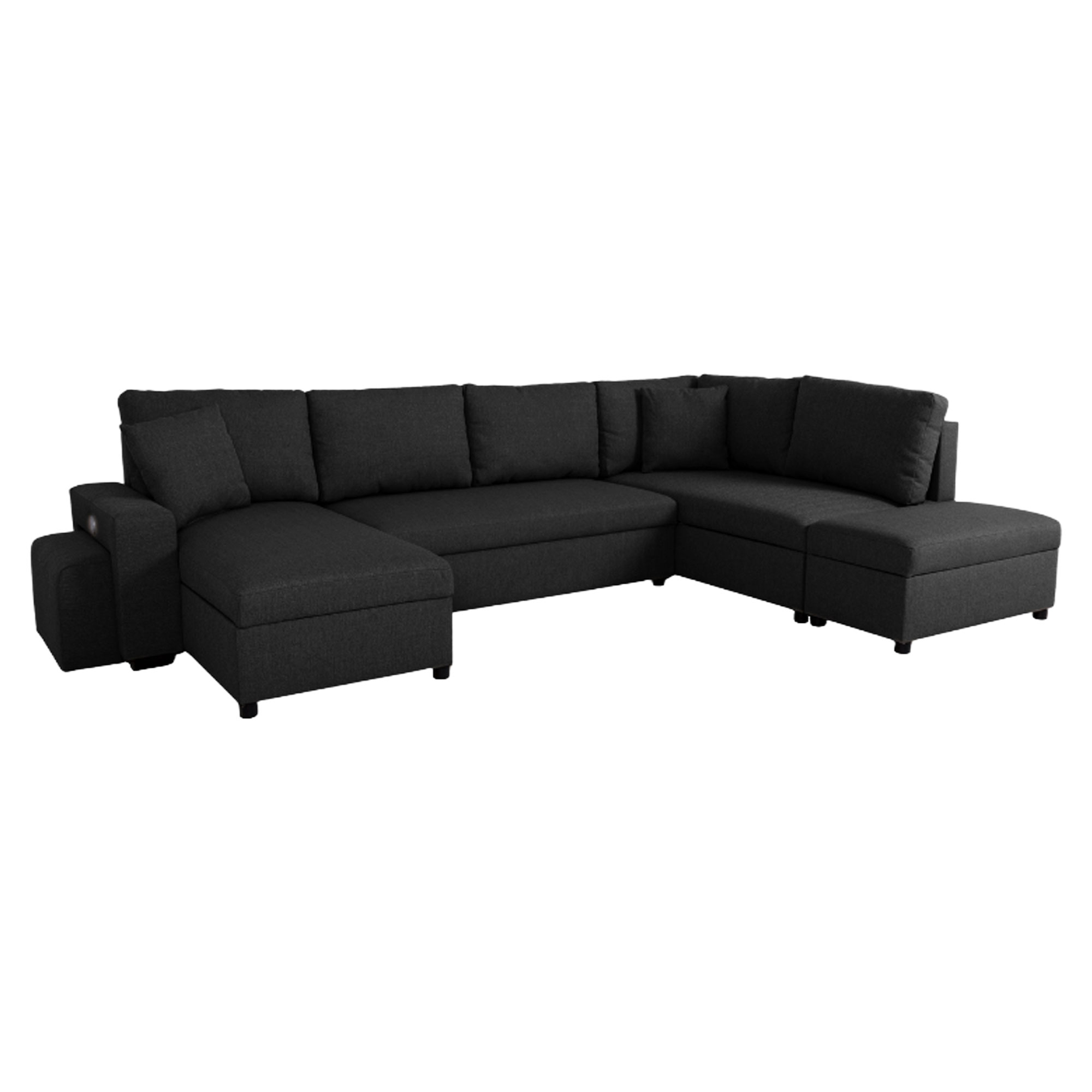 U-sofa Teldra Portland Kulgrå med USB, Skammel & Opbevaring 326 cm