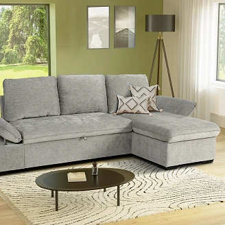 Hjørnesofa <strong>Vandli</strong>  Boston Lysegrå med Justerbare armlæn & Opbevaring 260 cm
