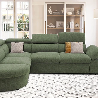 Hjørnesofa <strong>Tronva</strong>  Style Olivengrøn med 3x Nakkestøtte 265 cm