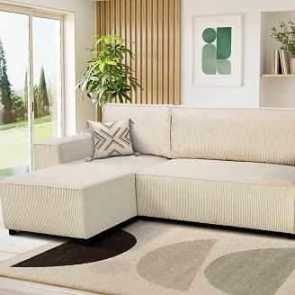 Hjørnesofa <strong>Klyndo</strong>  Lincoln Perlegrå med Opbevaring 242 cm